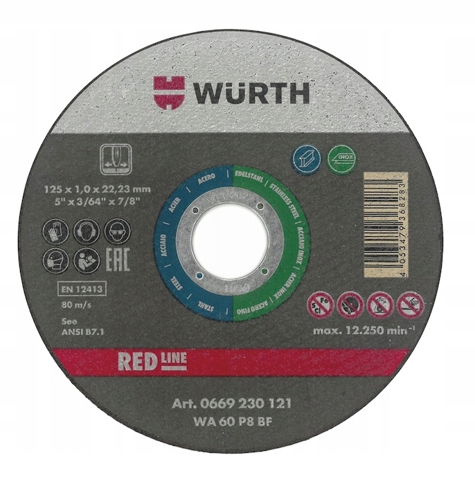 

Tarcza tnąca do stali 22,23-D230X1,9MM Wurth