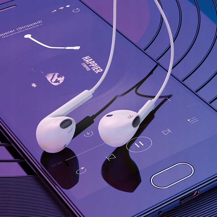 Słuchawki Douszne Przewodowe USB Typ C z MIKROFONEM Uniwersalne Wygodne bas Mikrofon tak