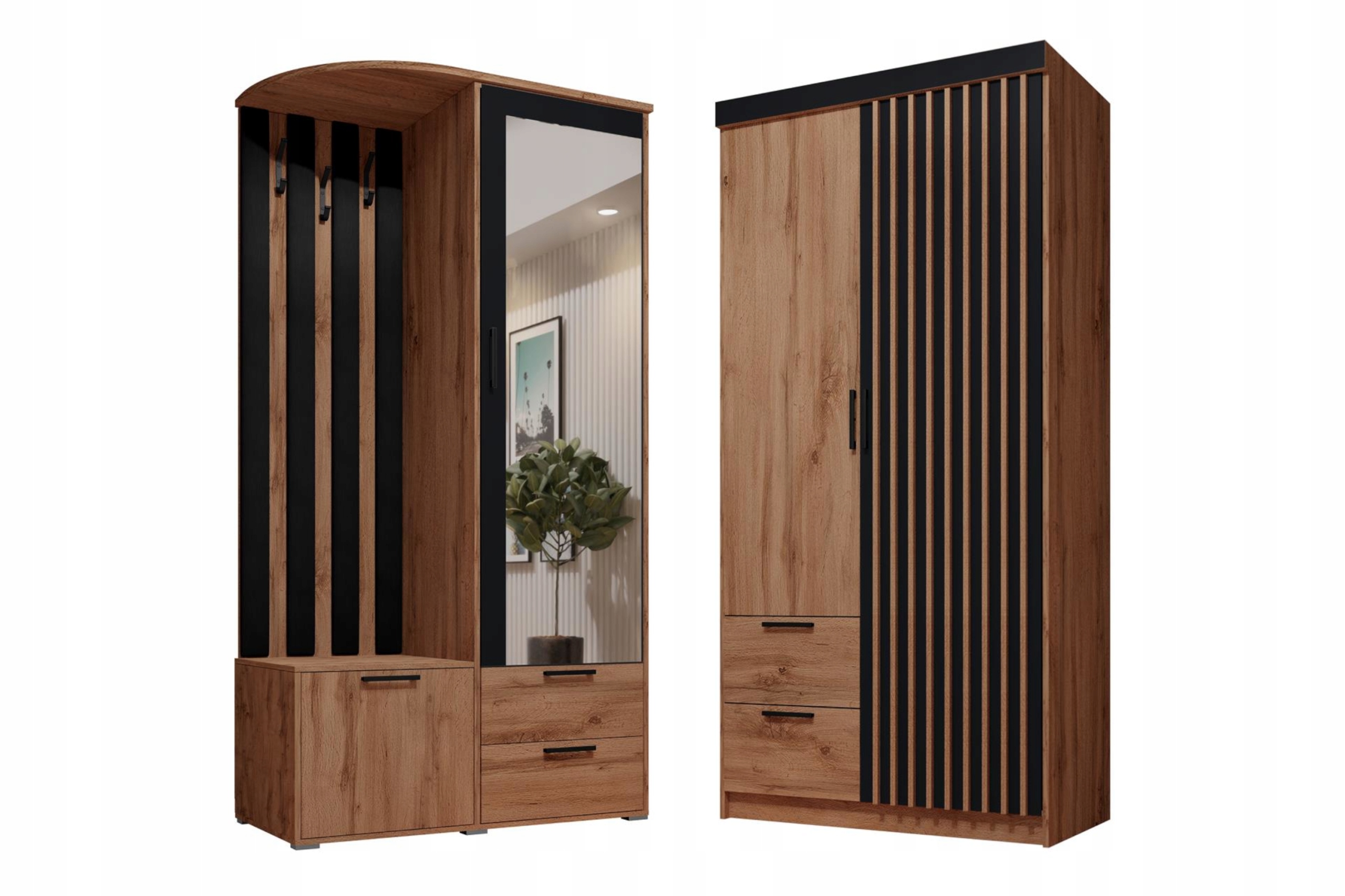 Garderoby LAMEL do przedpokoju DĄB ARTISAN