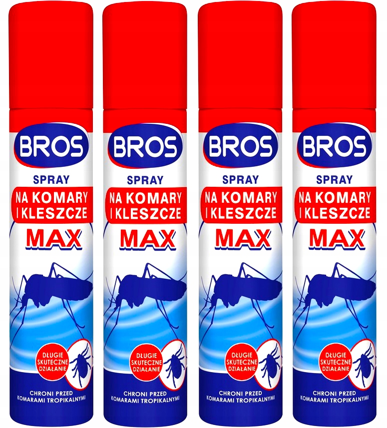 

4x Bros spray na komary kleszcze Max 90 ml Deet x2