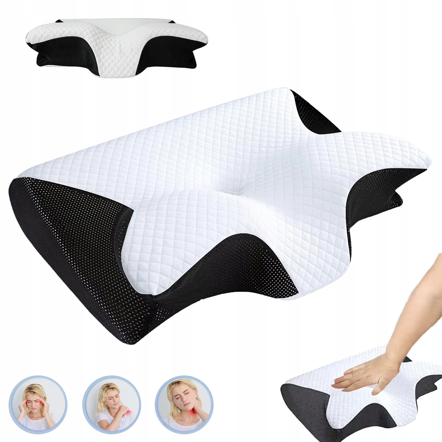 Poduszka Z Pianki Pamięciowej Szyjnej, Ergonomiczna Poduszka Pod Kark Biały