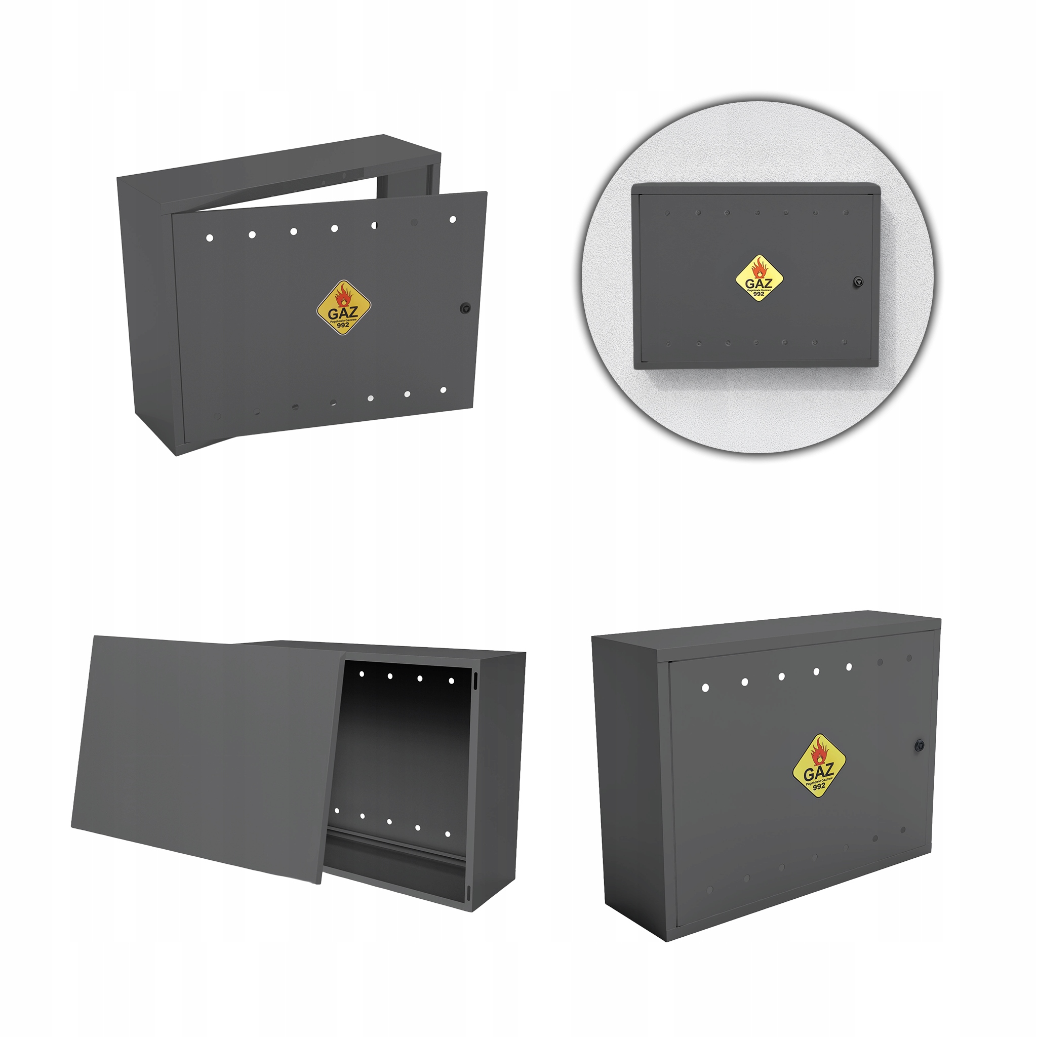 Plynová Skříňka 80x60x25 Antracit Skříňka Se Zády Pro Plynový Ventil Ocelová