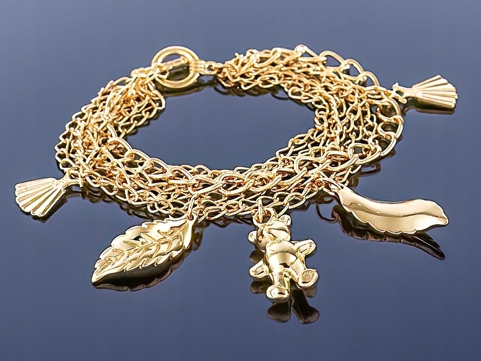 

Modna bransoletka Charms, pozłacana 14k