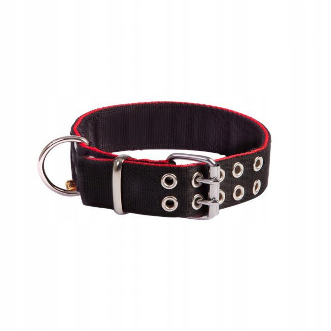 Dingo Obojek Bull dvouřadý L černo-červený