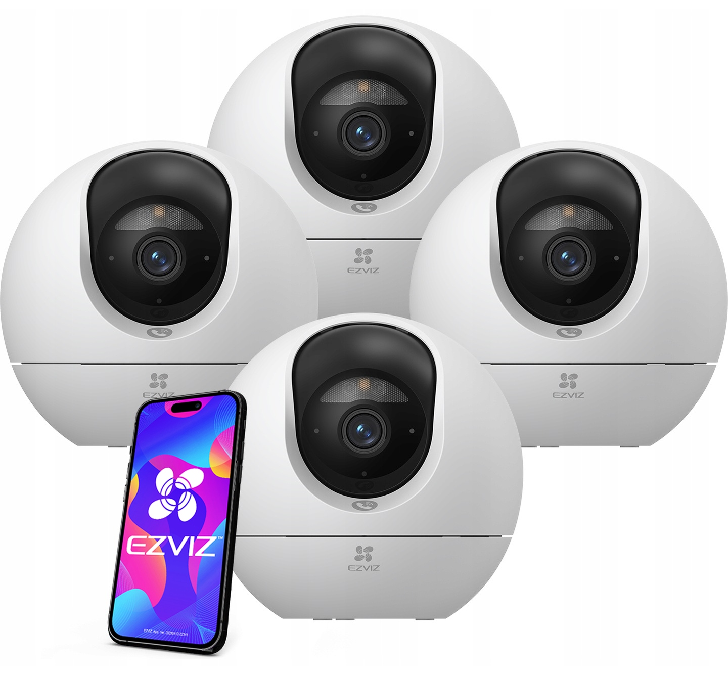 Štyri kamery Ezviz C6c 8Mpx UltraHD Rotačná opatrovateľka Aplikácia Detekcia Ai