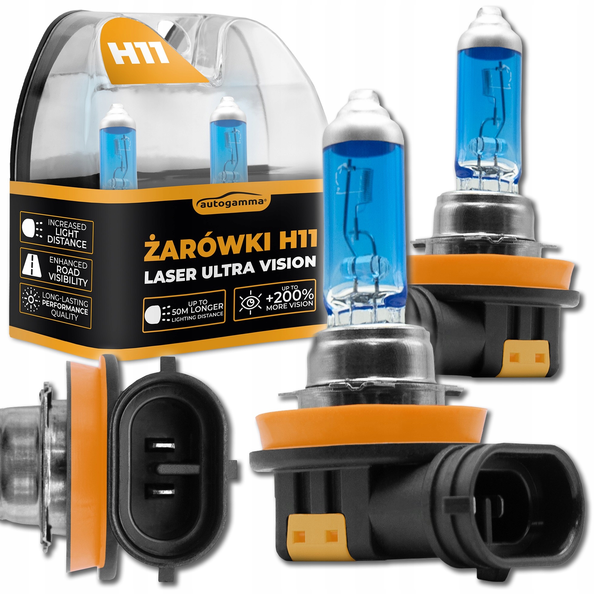 Żarówki Samochodowe Halogenowe H11 Laser Ultra Vision 55 W Homologacja 2szt