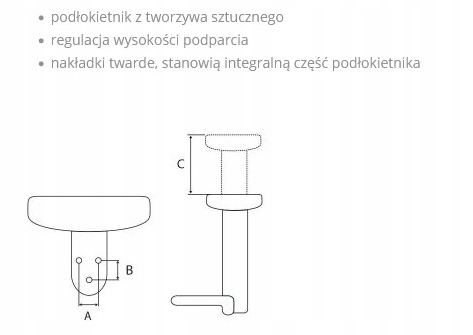 Twarde REGULOWANE PODŁOKIETNIKI do fotela biurowego otwory 55x55mm komplet Kod producenta PRT111D czarny