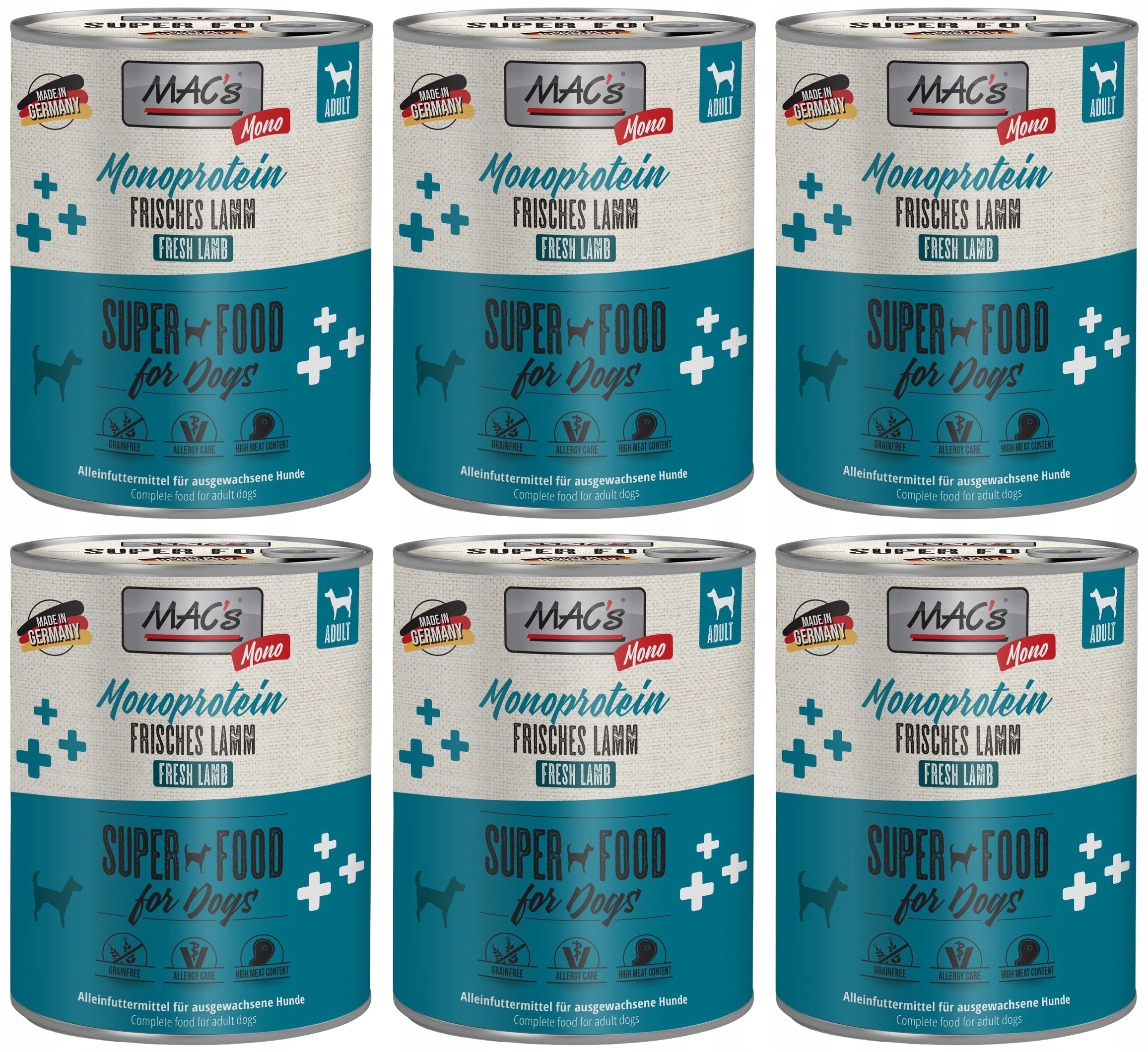 Levně Mac's Pes Monoprotein Jehněčí maso 6 x 800 g