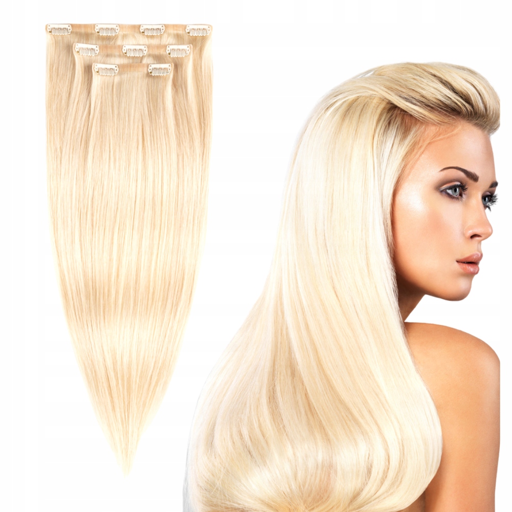 

Bezszwowe Clip In naturalne włosy 50cm 3 Taśmy #60