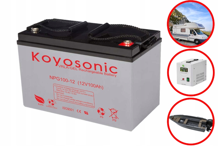 Akumulátor Vrla Gelový Gel 12V 100Ah Ups Loď Kamper Silný Deep Cycle 12 Let