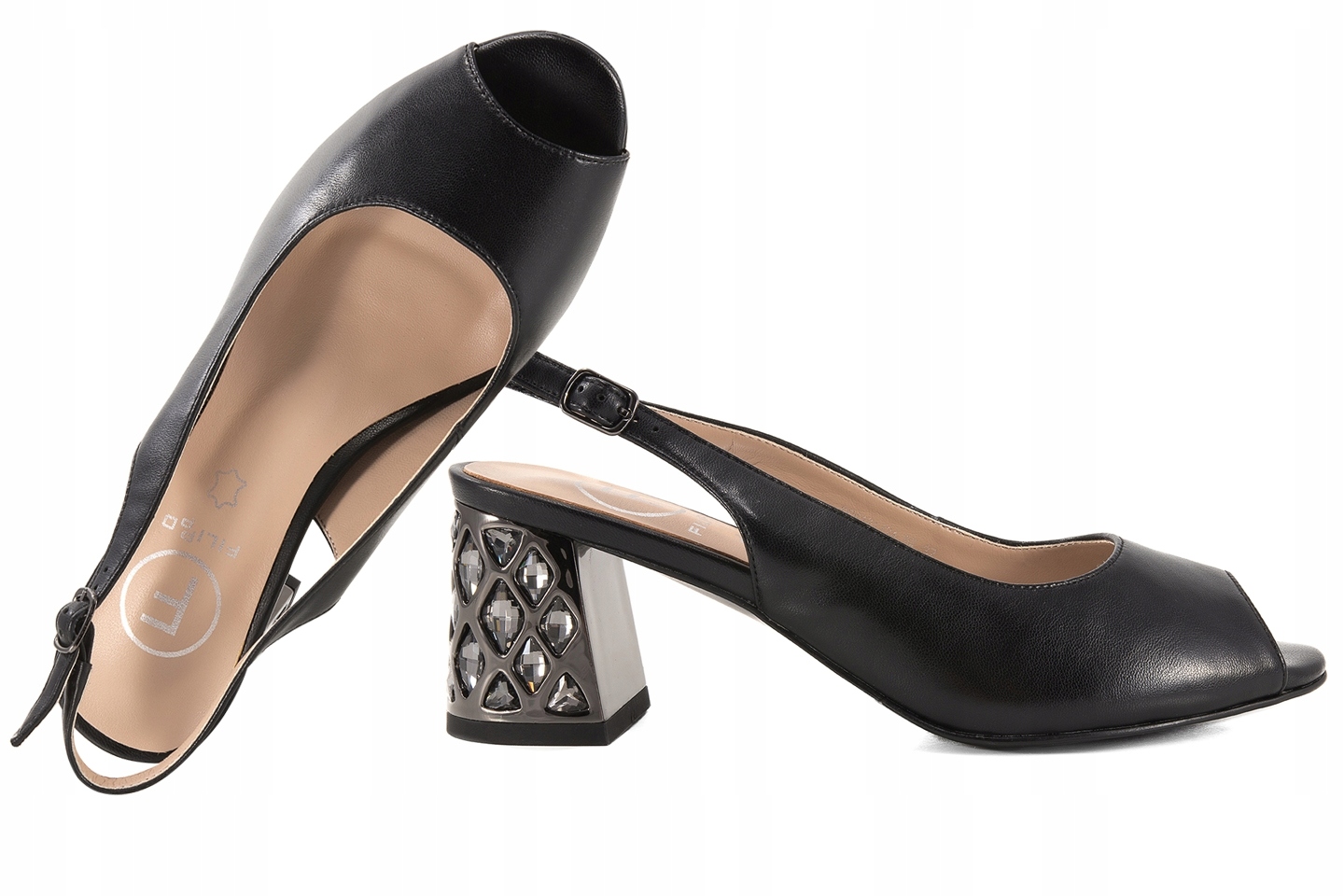 Filippo DS6181 Dámské Sandály Na Podpatku, Kůže, černé