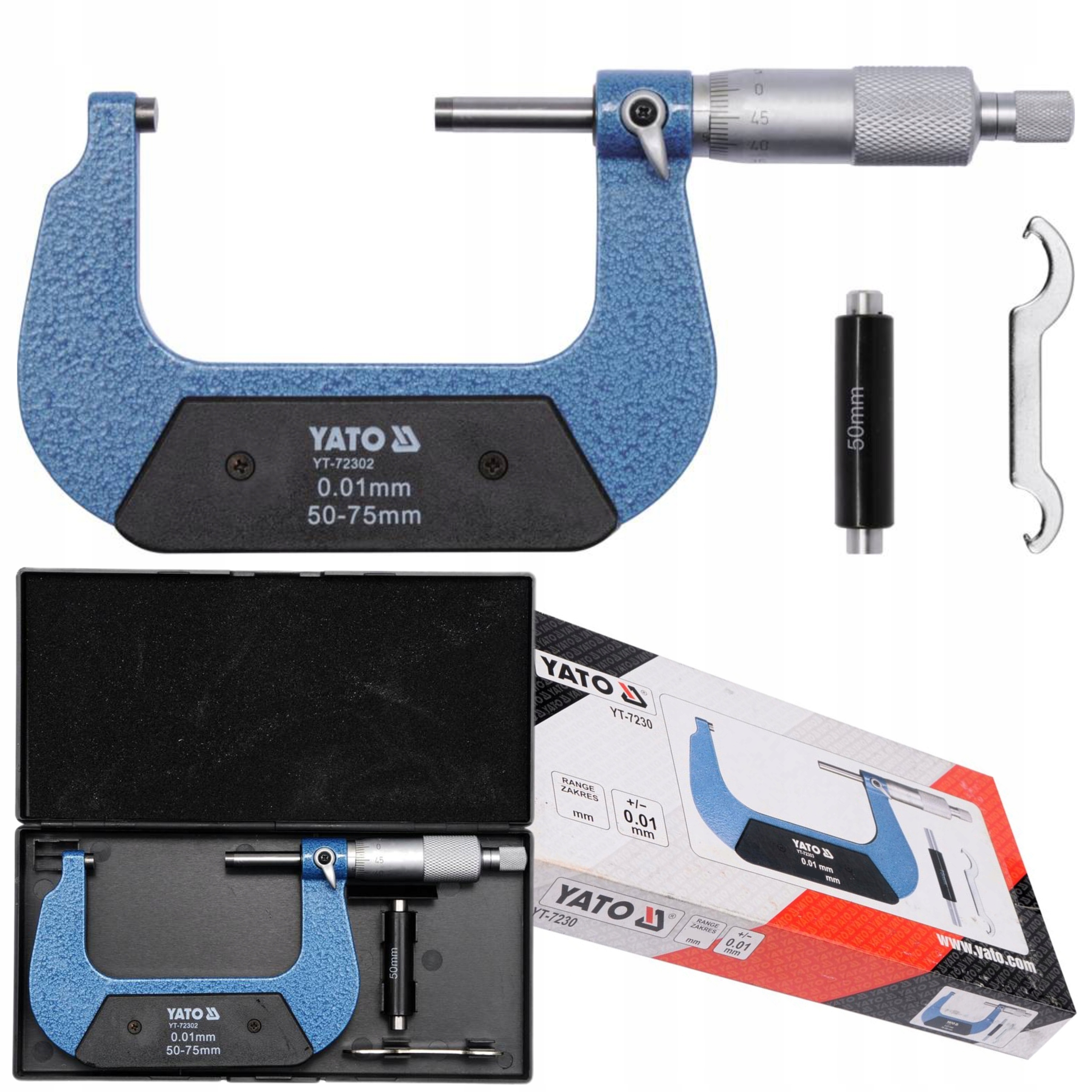 YATO MIKROMETR ZEWNĘTRZNY NONIUSZOWY 50-75MM YATO