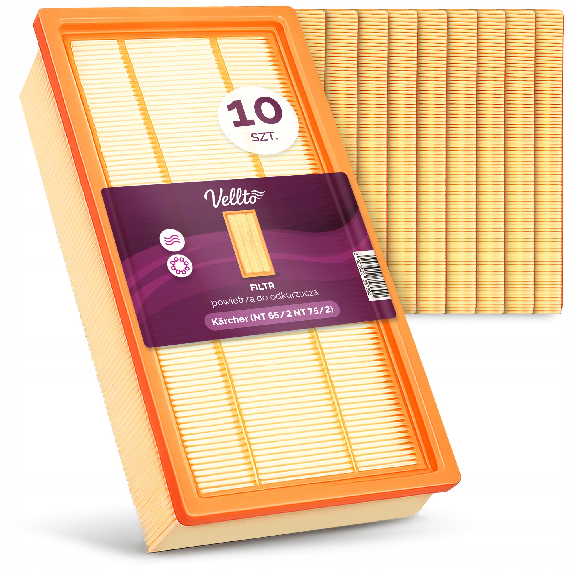 10x Filtr Do Vysavače Kärcher Nt 65/2 72/2 Eco Me Tc IVC 60/30 Ap Em-v