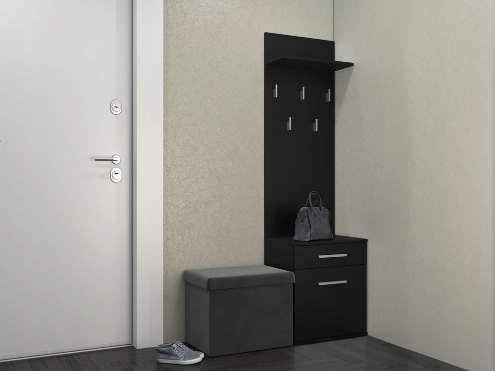GARDEROBA SZAFKA NA BUTY DO PRZEDPOKOJU WIESZAK MEBLE CZERŃ MAT 50 cm Kod producenta GARDEROBA SZAFKA NA BUTY DO PRZEDPOKOJU