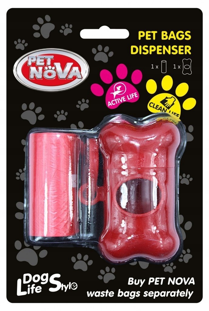 

Pet Nova Dyspenser na worki rolka 20szt Czerwony