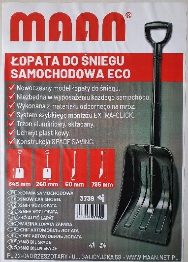 

Łopata do śniegu do auta, składana samochodowa Eco