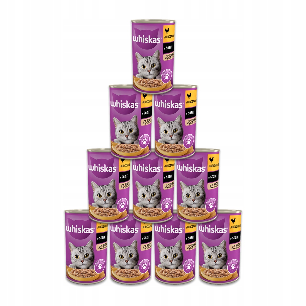 Levně Vlhké krmivo pro kočky Whiskas kuře v omáčce 9,6 kg konzerva