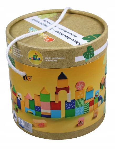 Klocki drewniane Elefun Pierwsze klocki wiaderko