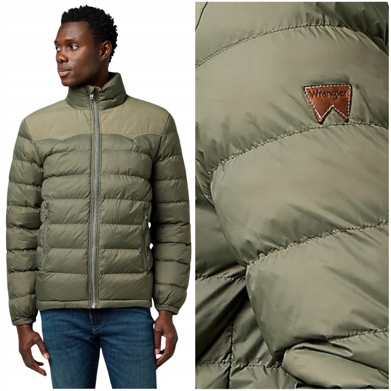 Wrangler Packable Puffer Dusty Olive péřová bunda s péřovým stojáčkem XXL