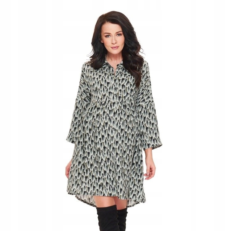 elegantní bavlněné těhotenské Šaty Avi 9fashion pro maminky s potiskem peří