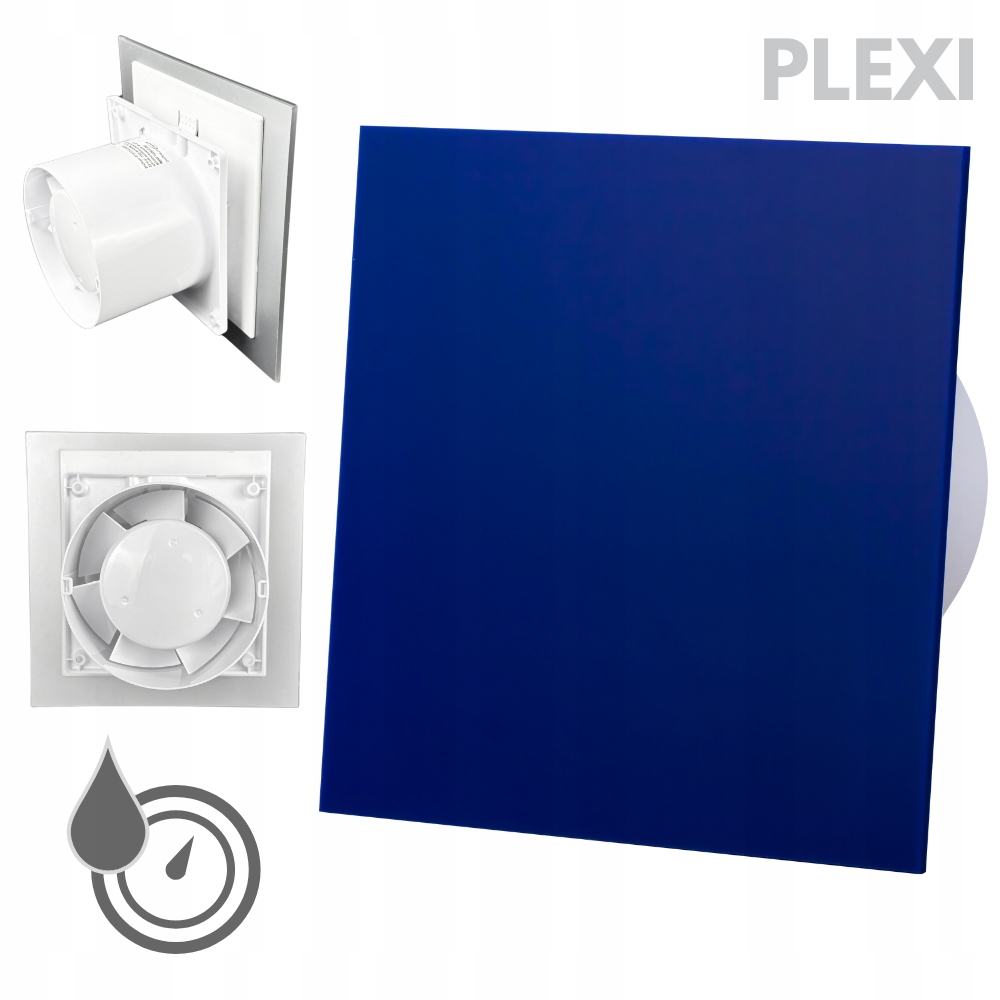 Koupelnový ventilátor Drim 100 (hs+ts) Plexi modrý