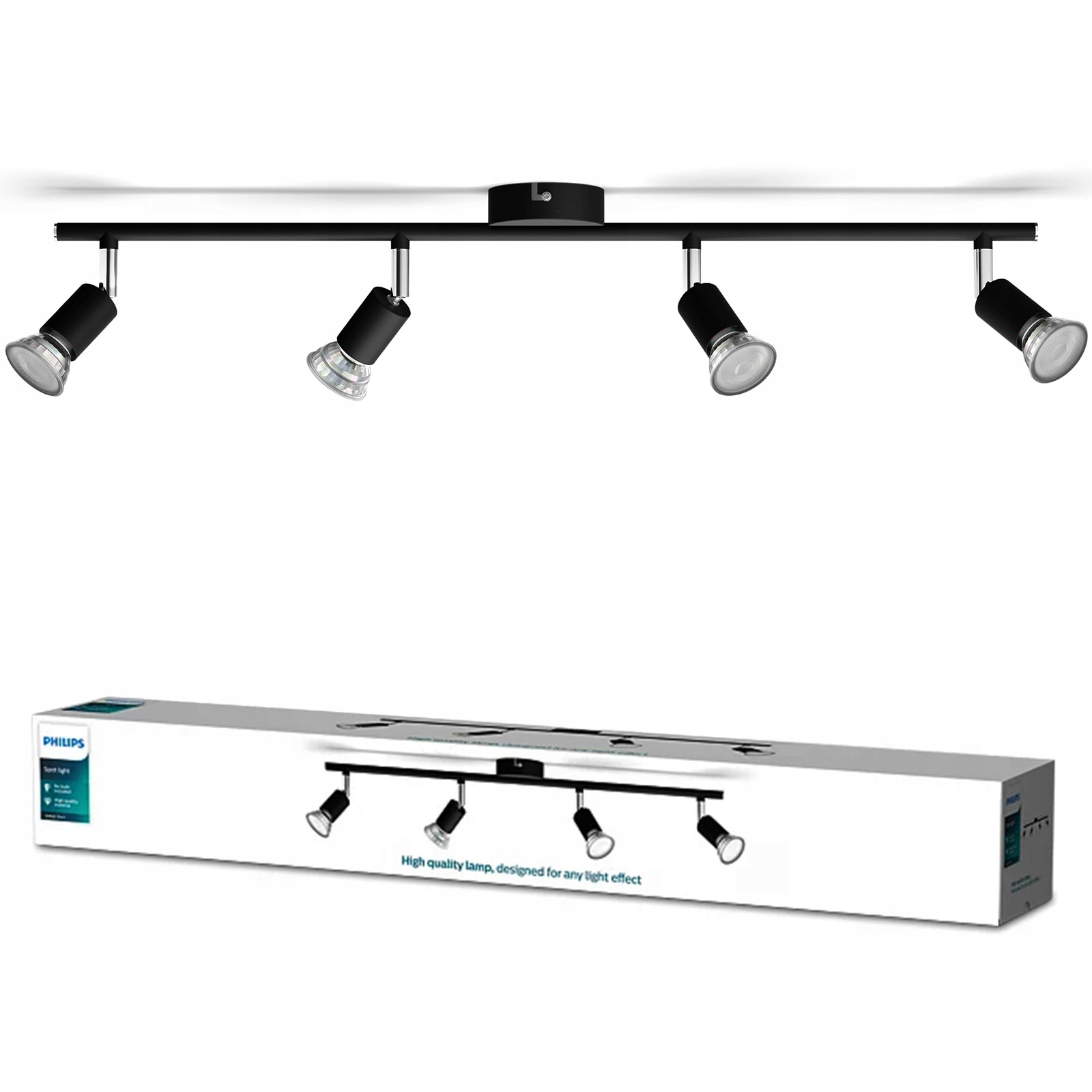 Stropní Svítidlo Reflektor Nástěnný 4x GU10 Černá Limbali Philips