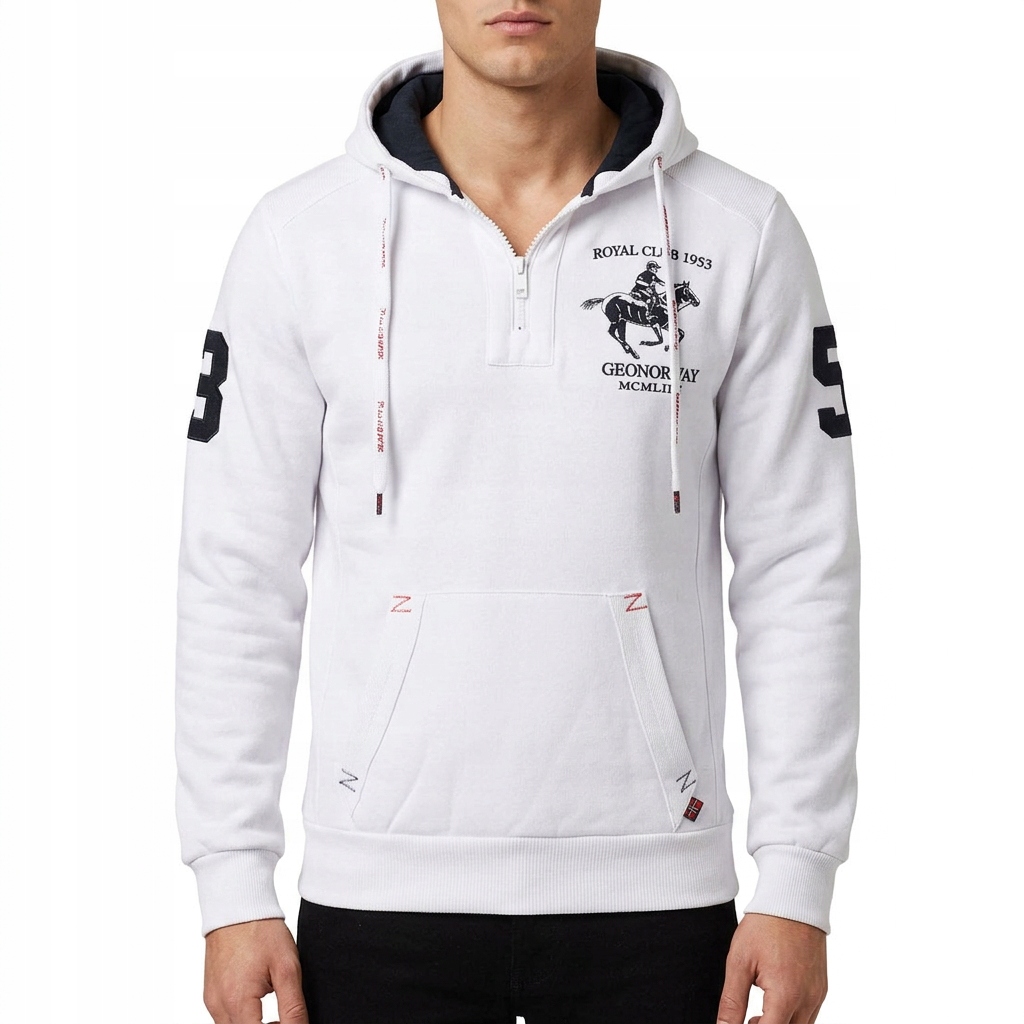 Pánská mikina Geo Norway, teplá, s kapucí , bavlněná klokanka , módní