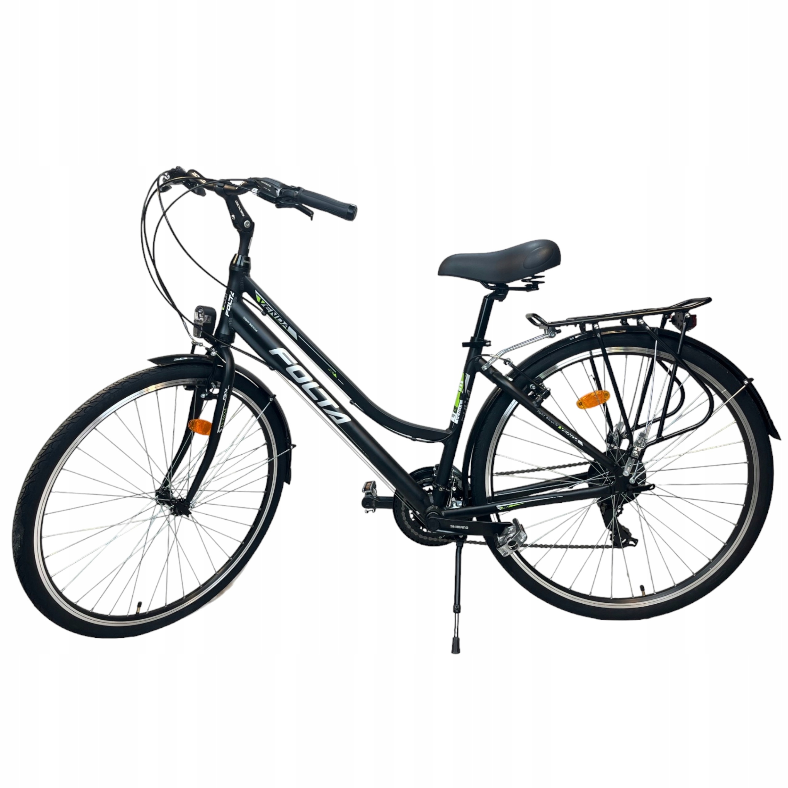 Damski Rower Miejski Folta Venda 17,5"/28" Full Shimano Czarny-zielony