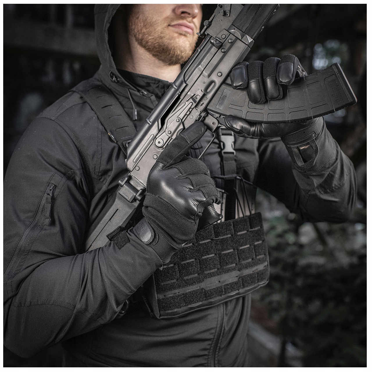 RĘKAWICE TAKTYCZNE M-TAC Police Gen.2 SKÓRA Czarne Wzór dominujący bez wzoru