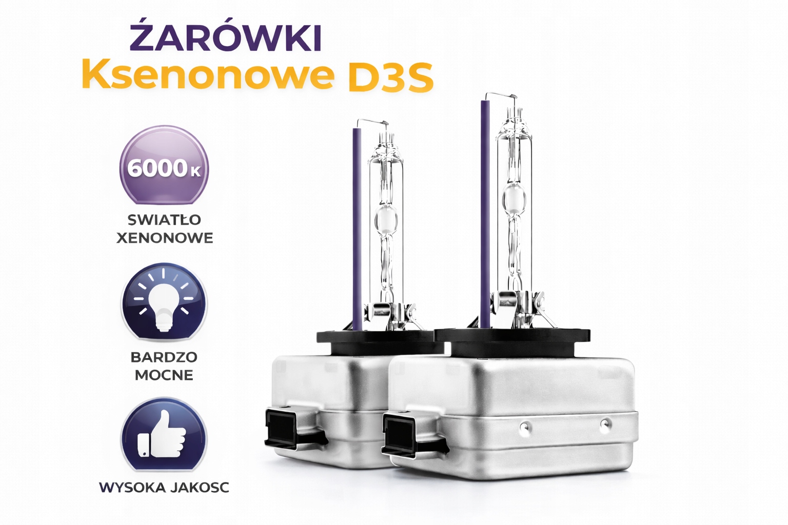 2x Żarnik ksenon D3S 35W 6000K 3000lm xenon żarówka biała zimna zestaw do