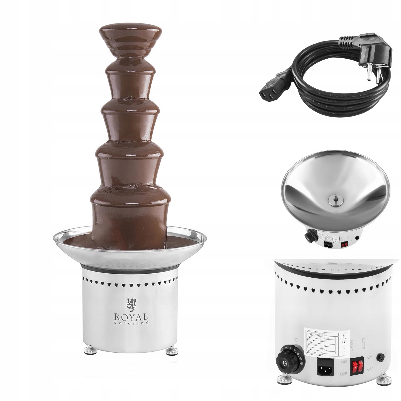 Čokoládová fontána na čokoládu 5 poschodí 6 kg Royal Catering RCCF-65W4