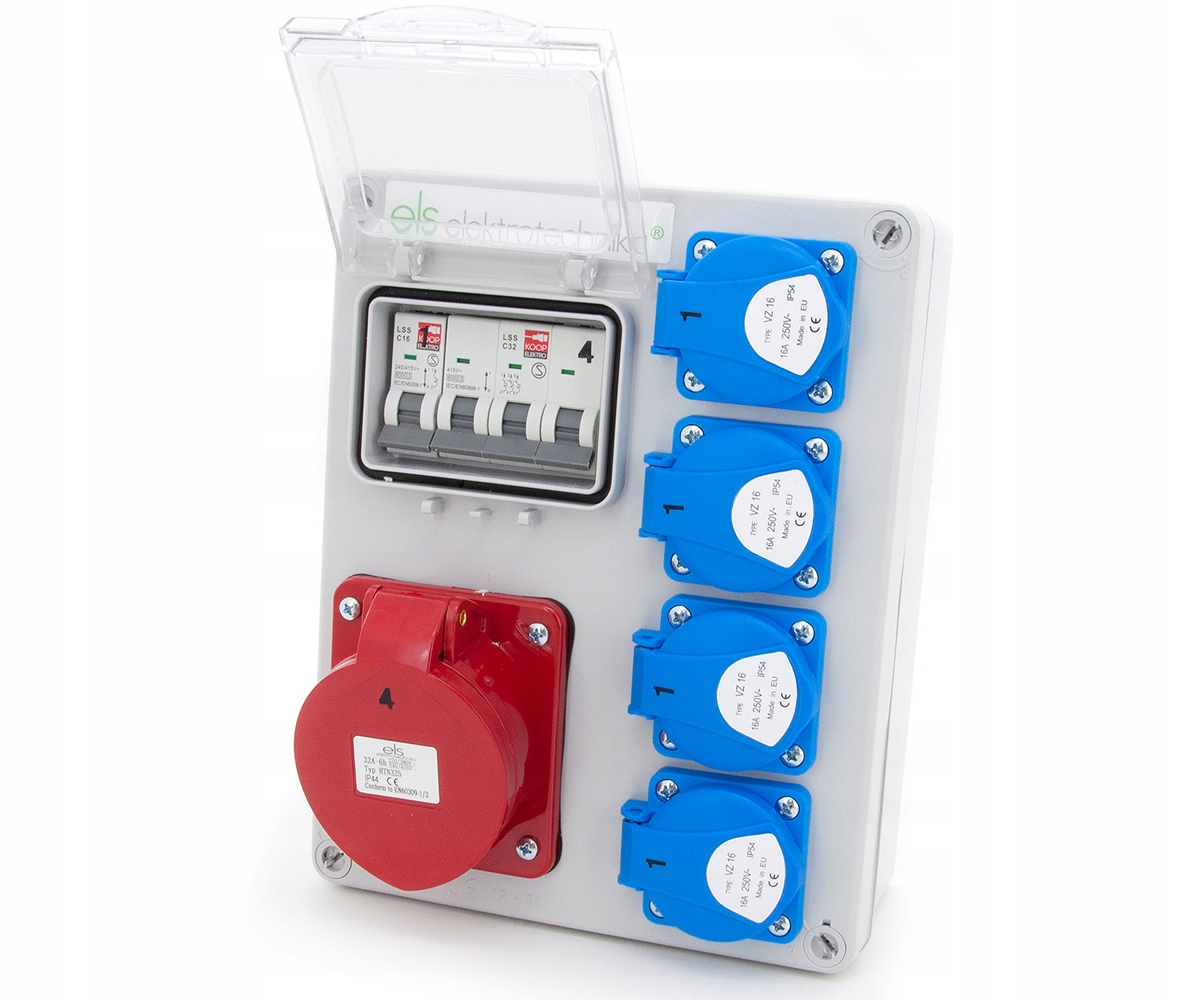 ROZDZIELNICA BUDOWLANA 32/5 4*230V ZABEZPIECZENIA Kod producenta 4NO 4C1C011C ELEKTRYCZNA ZABEZPIECZONA