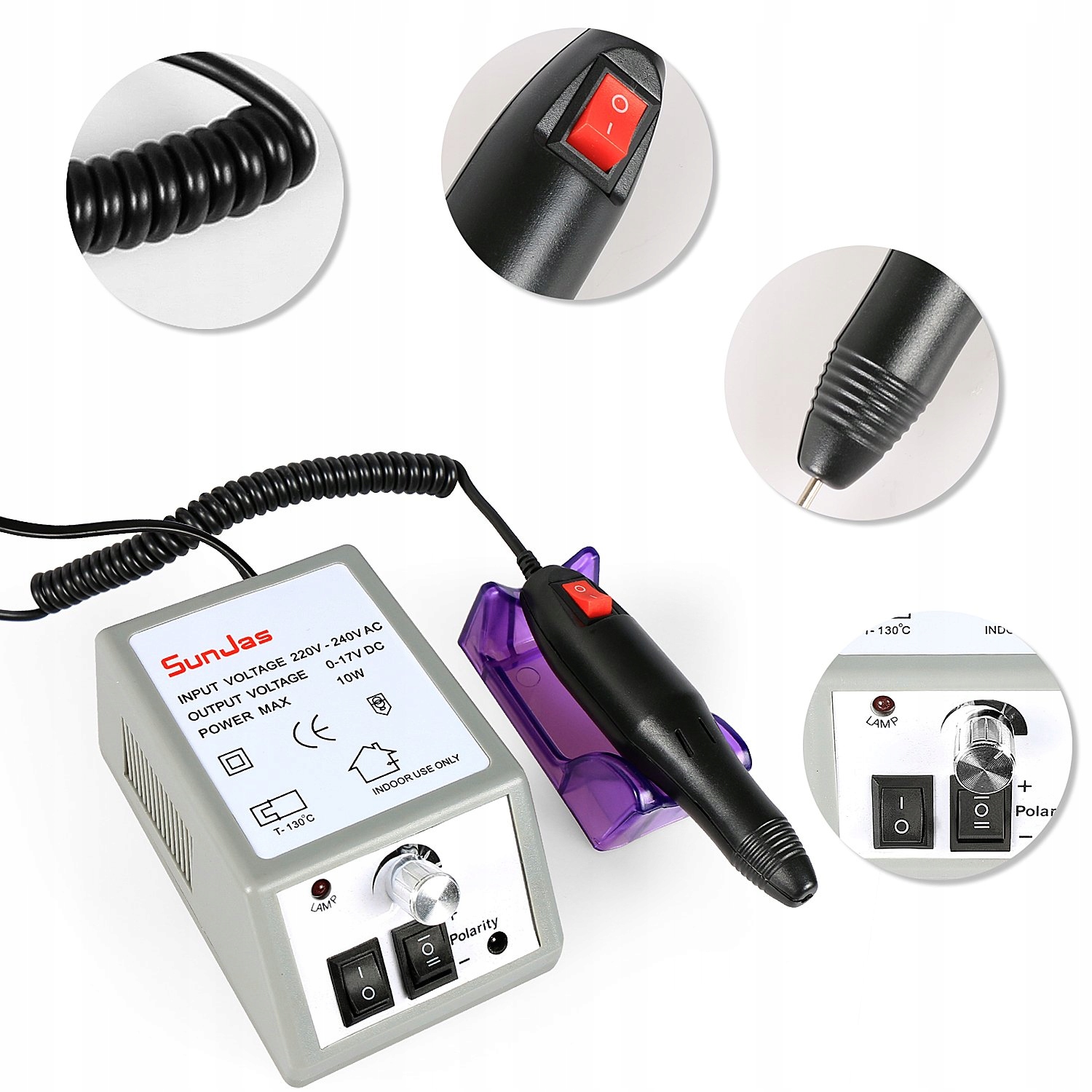 SUNJAS Elektryczna Frezarka Do Paznokci Zestaw 20000 uMin Manicure Pedicure — miniatura 2
