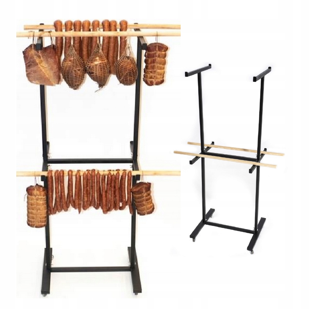 Skladací Stojan Na Údeniny, Čierny Na Kolieskach