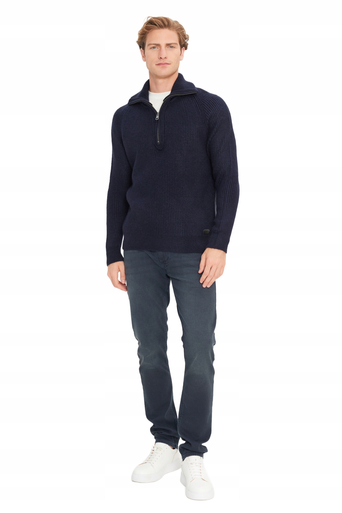 Lee Tmavě Modrý Svetr S Pologolfem A Zipem Pro Muže, Velikost L