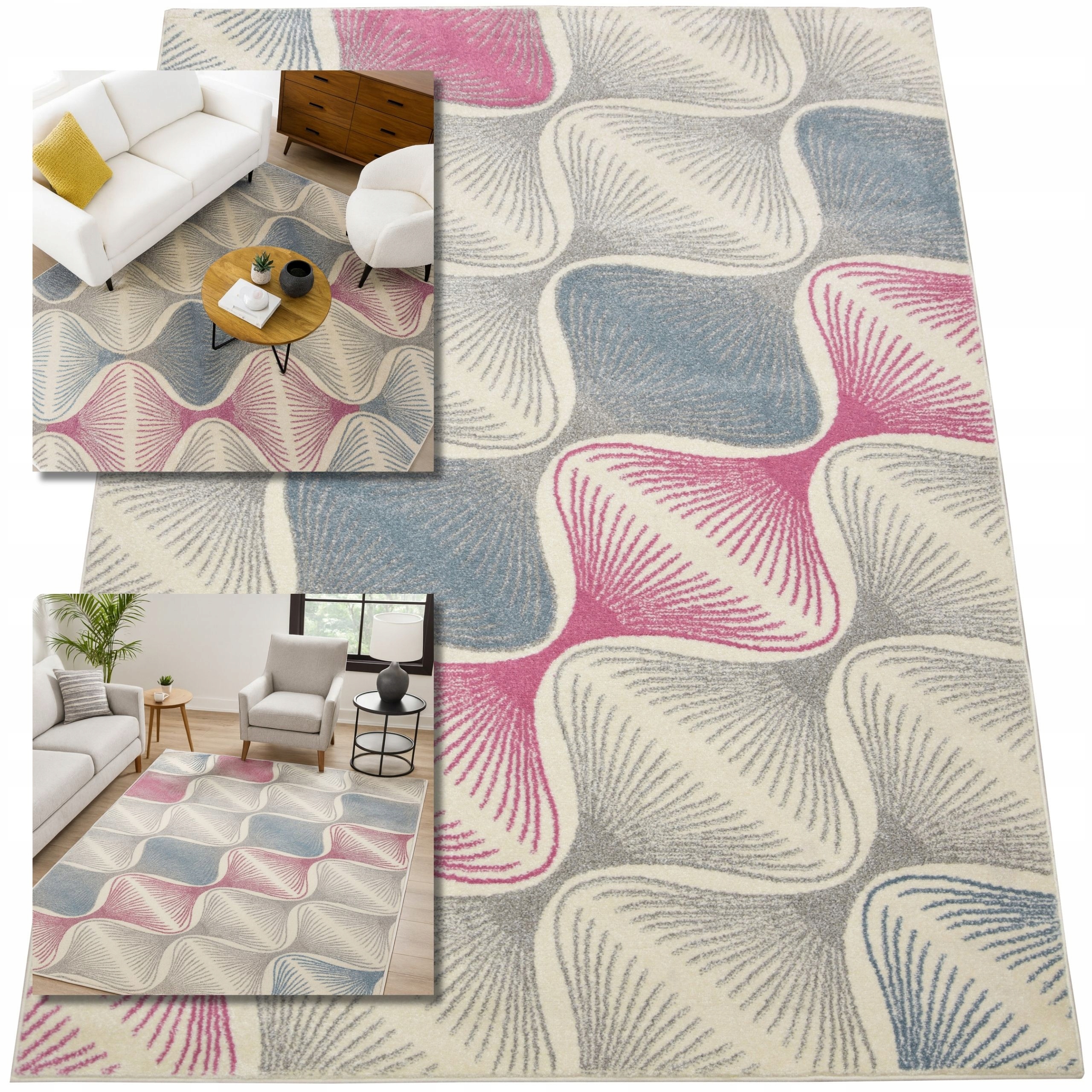 Koberec 200x300 Adventure Růžový Šedý Koberec Do Obývacího Pokoje Loft Moderní Koberec