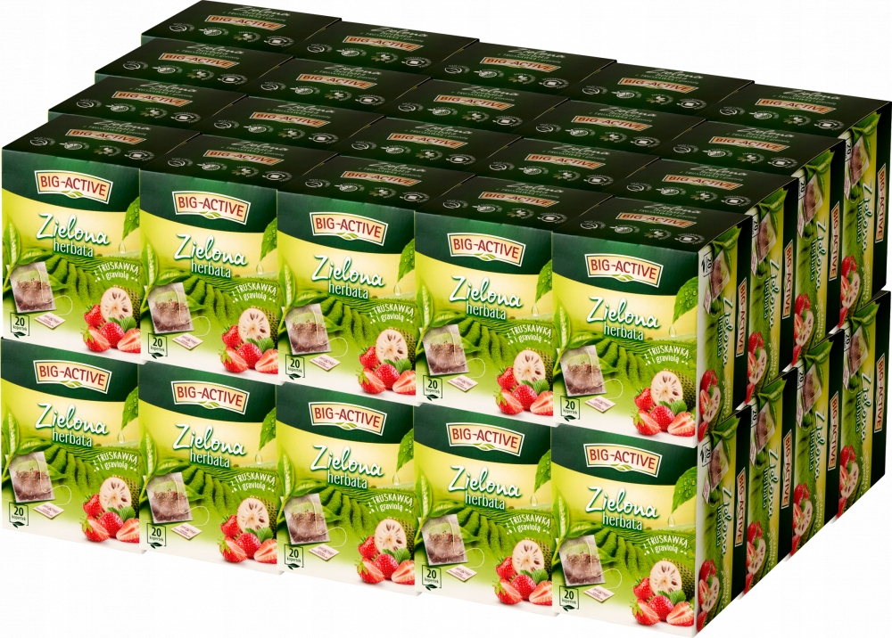 Big Active herbata Zielona Z Truskawką I Graviolą 20 Kopert x40