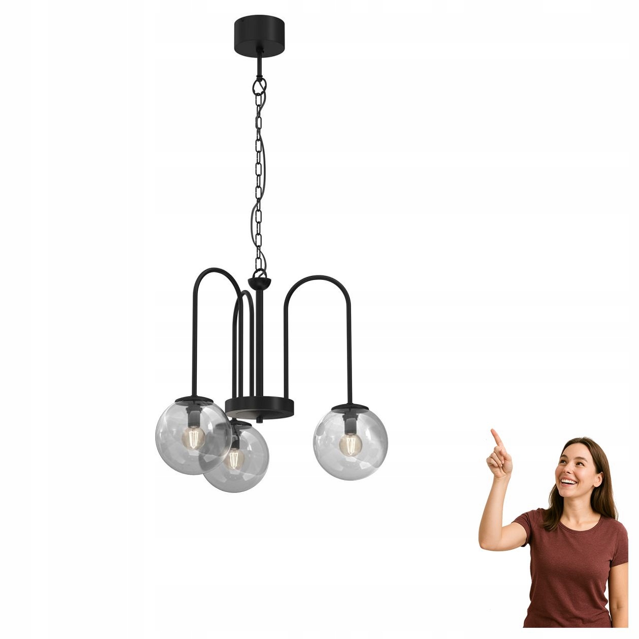 Tříramenný lustr, kouřové koule Cambridge 3696 Luminex