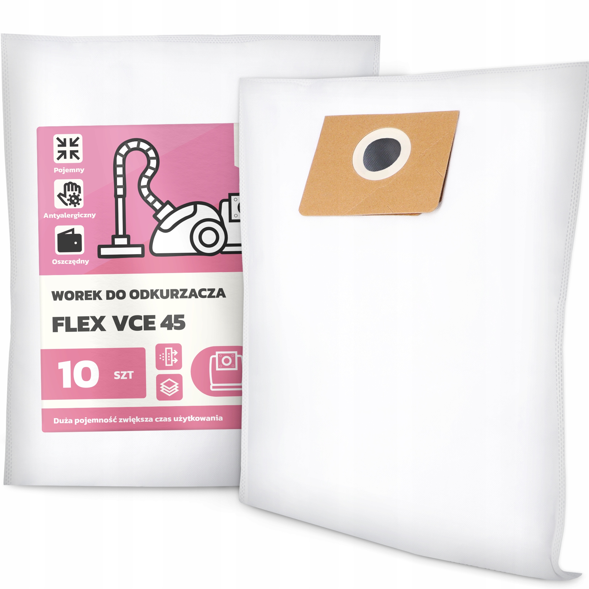 10x Worek do Odkurzacza Flex Vce 45 Flizelinowy Duży Mocny Torba Worki G9