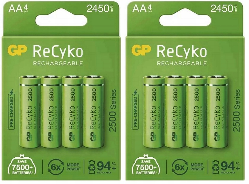 

Akumulatorki baterie Gp Recyko R6 Aa 2500mAh x8