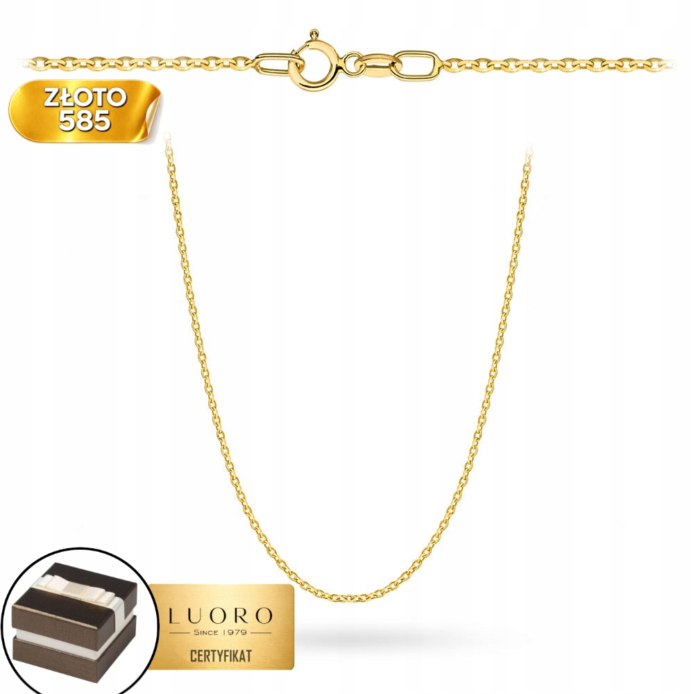 Řetízek Zlatý 585 14K Vazba Rolo Diamantový 45 CM Elegantní Klasika