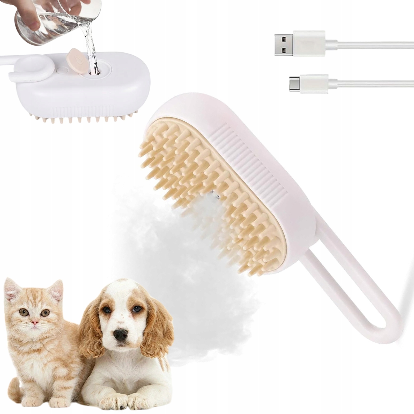 Levně Kartáč S Párou Pro Kočku A Psa – Multifunkční Parní Kartáč Pro Pet