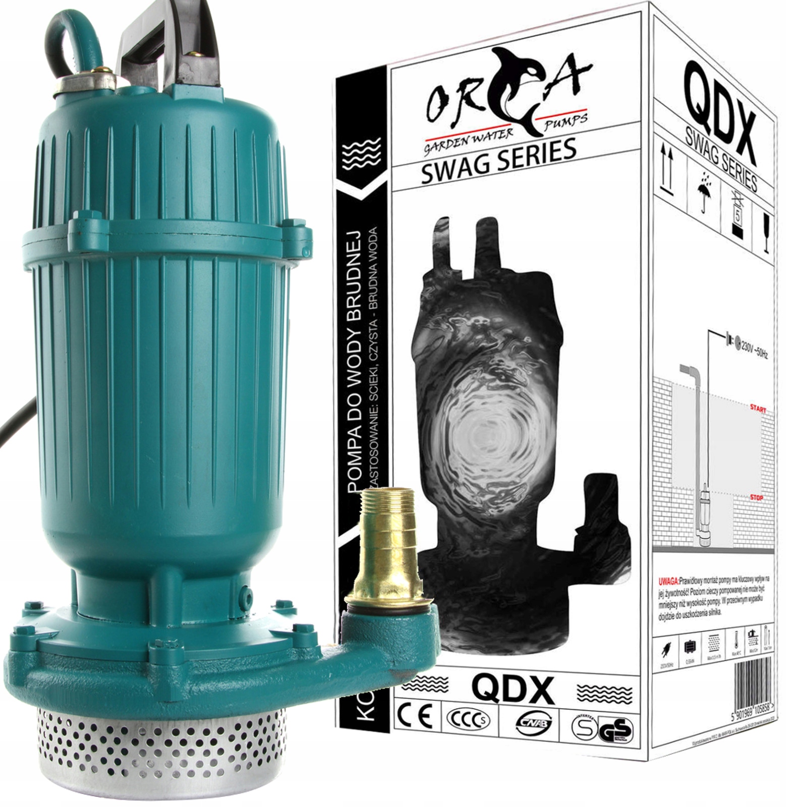 Pompa Do Wody Brudnej Czystej Zanurzeniowa Sitko Sito Szamba 2100W 1" Orca