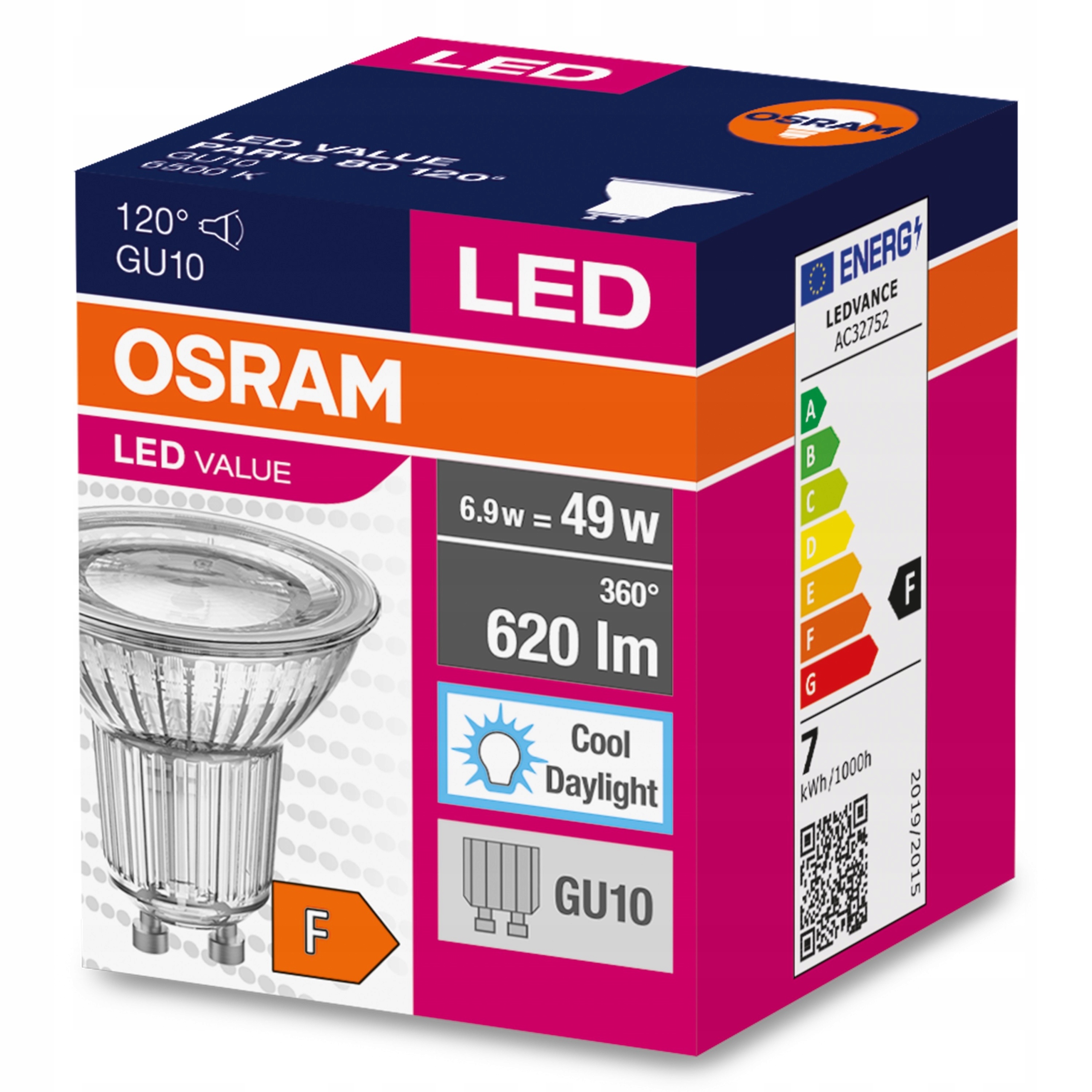 

Żarówka Led GU10 6.9W 49W 6500K 620lm Osram 120°