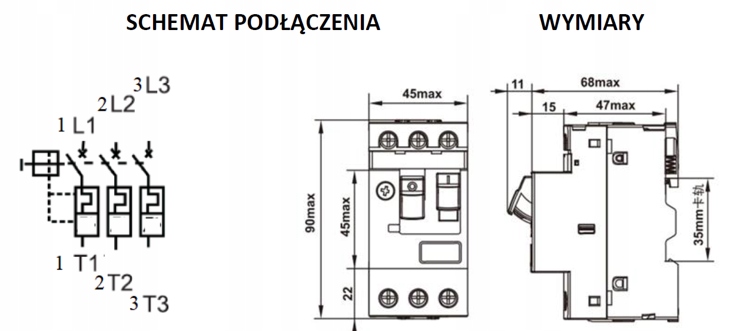 Wyłącznik silnikowy TERMIK 0,25-0,4A 6kV 3P TH-3 Producent Gacia