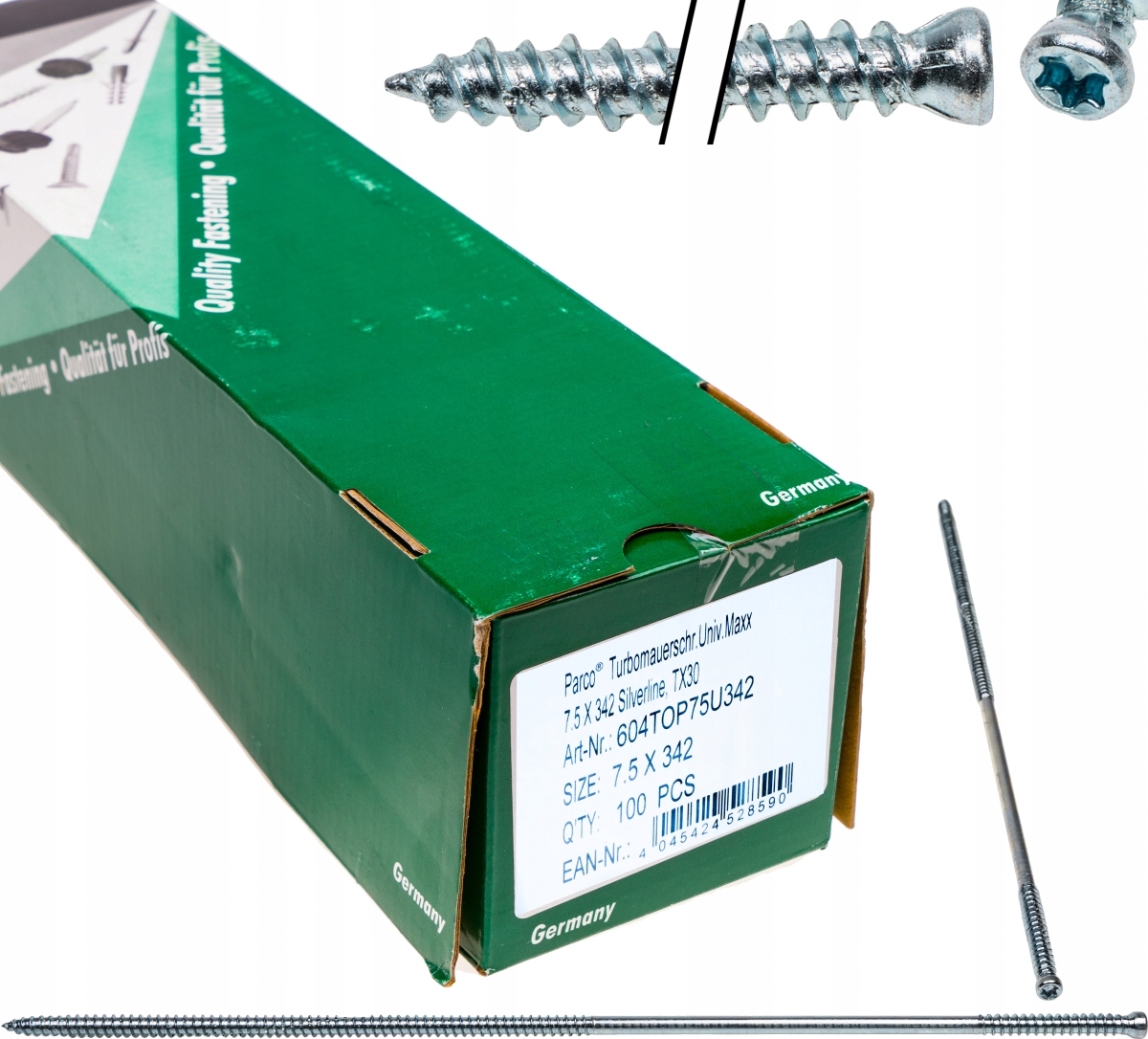 Šrouby 7,5x342 TX30 válcové do okenních zárubní 100 Ks