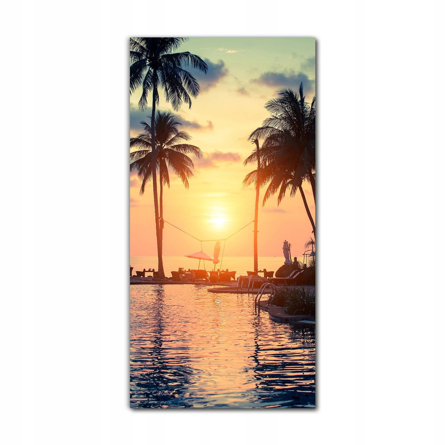 

Foto na szkle na ścianę 70x140 Palmy zachód słońca