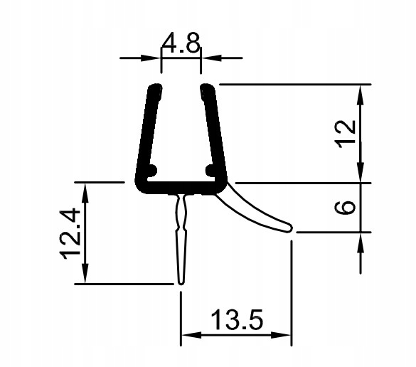 Uszczelka dolna Kabiny Prysznicowej 6 - 8 mm Drzwi 67cm Rodzaj uszczelka