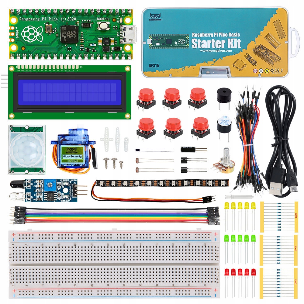 ProRock Starter Kit RP2040 Breadboard Prototyping 10+ Komponentów