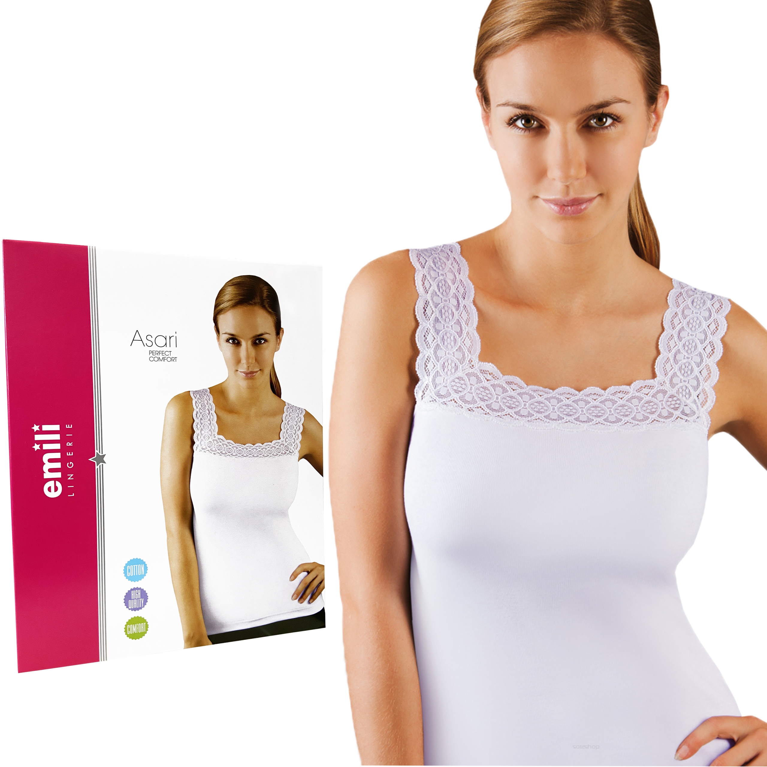 

Emili Koszulka damska Asari biała bawełna L